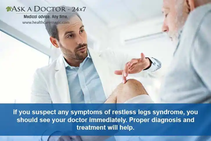  man speaking with doctor about restless leg =
